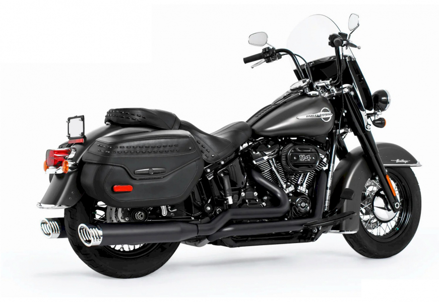 FULL EXHAUST SYSTEM TRUE DUAL "BULLDOG " FOR SOFTAIL  UP TO 2017 EU APPROVED