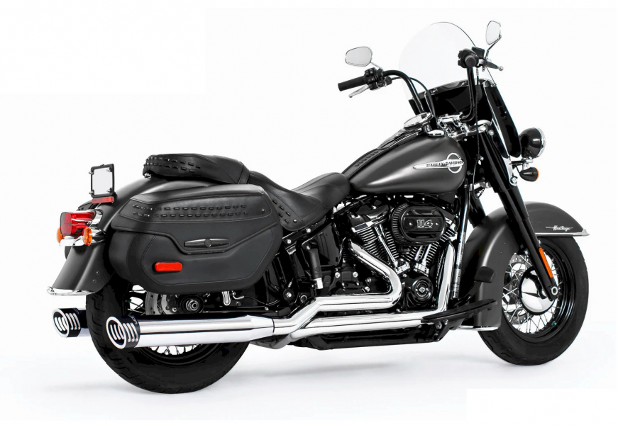 FULL EXHAUST SYSTEM TRUE DUAL "BULLDOG " FOR SOFTAIL  UP TO 2017 EU APPROVED