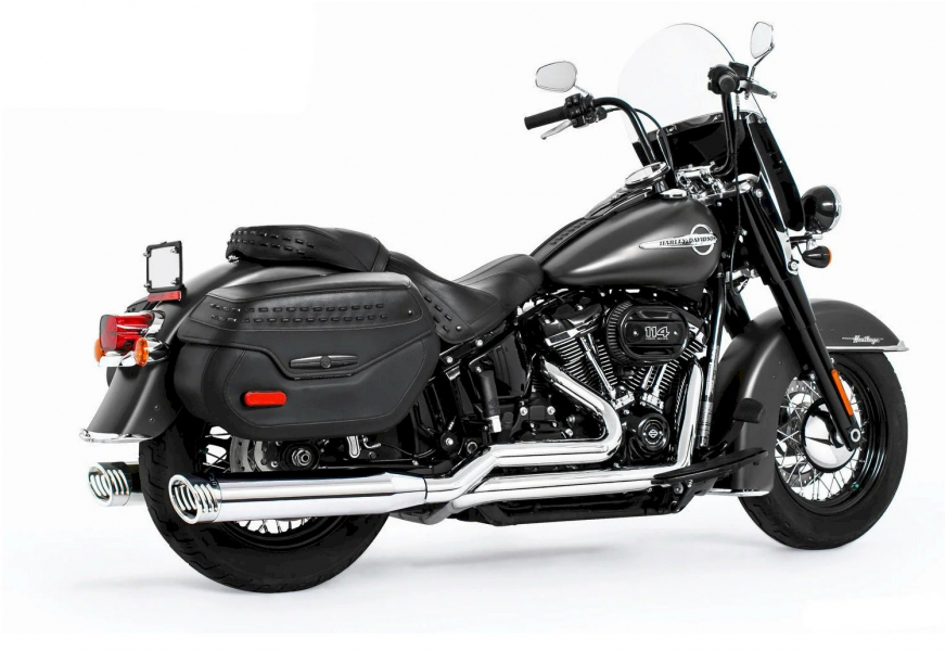 FULL EXHAUST SYSTEM TRUE DUAL "BULLDOG " FOR SOFTAIL  UP TO 2017 EU APPROVED