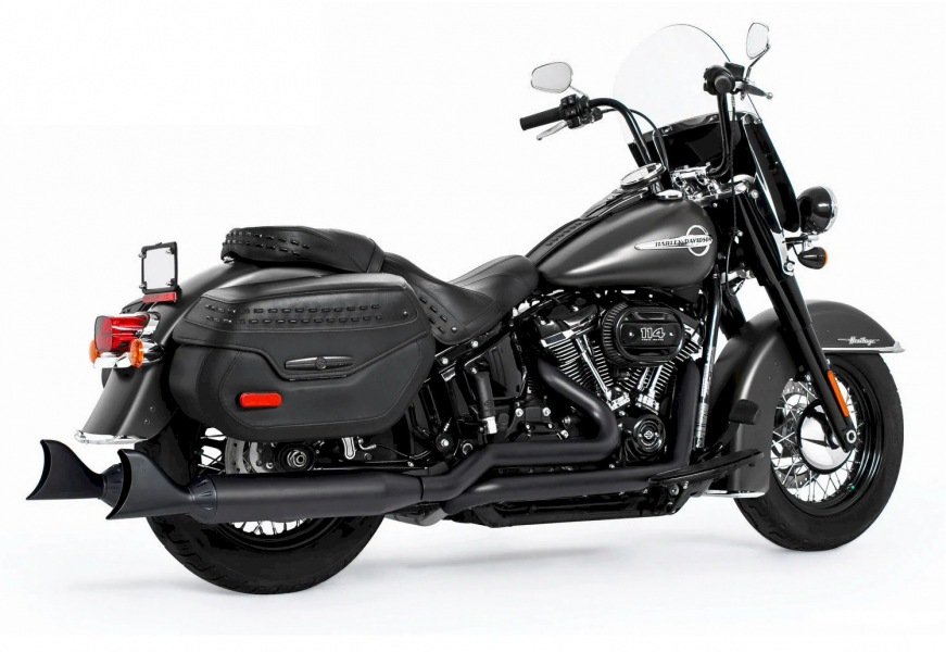 FULL EXHAUST SYSTEM TRUE DUAL "BULLDOG " FOR SOFTAIL  UP TO 2017 EU APPROVED - Kopie